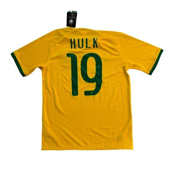 Nike Brazil Soccer Jersey - Yellow with Green Trim HULK # 19 medium - Picture 2 of 3